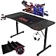 Devoko GamingTisch, 140cm Gaming Schreibtisch Gamer Computertisch Ergonomischer PC Schreibtisch mit Kabelaufbewahrungsbox, Getränkehalter und Kopfhörerhalter T-förmiger (Schwarz, 140 x 60 x 75 cm)