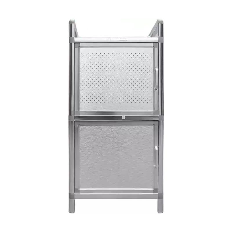 Küchenschrank aus Edelstahl, wasserdicht, 2–5 Etagen, mit Türen, freistehend, für gewerbliche Büros (35 x 35 x 82 cm)