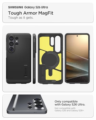 Spigen Tough Armor MagFit für Samsung Galaxy S26 Ultra Hülle [XRD-Pad Stoßdämpfung] [Militärgeprüfter Schutz] Case Handyhülle, Kompatibel mit MagSafe –Schwarz 2