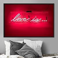 Framed Canvas Wall Art Illuminated Words 3D Industrial Inspirational Multicolor Neon Pop Art Quotes Typography Urban - 16x24 inches