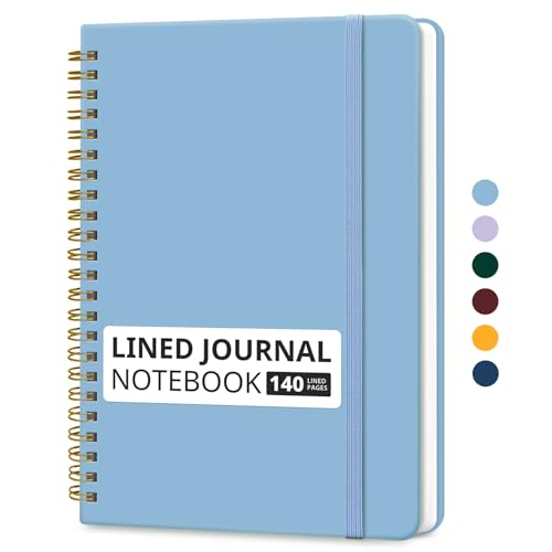 Image of Taja Lined Spiral Journal Notebook for Women & Men, 140 Pages, College Ruled Hardcover Notebook for Work & Note Taking, Journals for Writing, A5(5.7 inch x 7.9 inch) - Blue