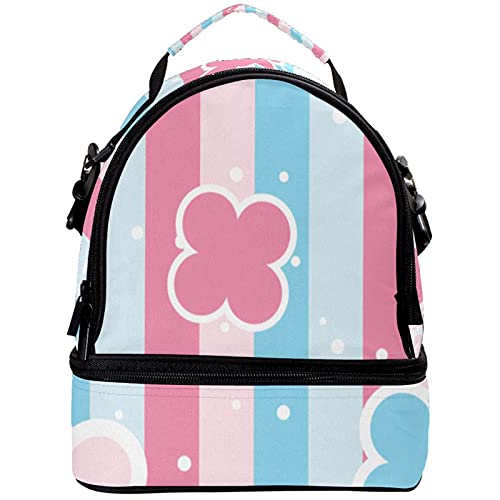 Giovanior Flowers Stripes Floral Pastel Colors Lunch Bag Insulated Lunch Box Picnic Bag School Cooler Bag For Men Women #TOP7