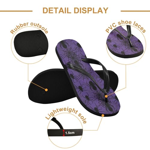 Burbuja Black Webs on Purple Flip Flops for Women Men, Soft Thong Sandals Rubber Slippers for Pool Beach Essentials3