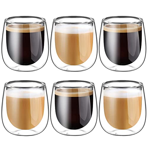 glastal Lot de 6 tasses à café à double paroi en verre borosilicate pour thé et dessert 100 ml