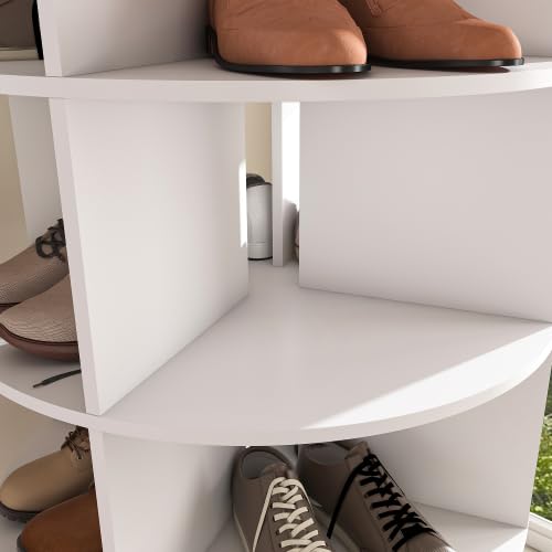 Image of Rotating Shoe Rack Tower, 7-Tier Spinning Storage Rack, Free Standing 360 Revolving Shoe Organizer, Holds 28 Pairs of Shoes (6-Tier White)