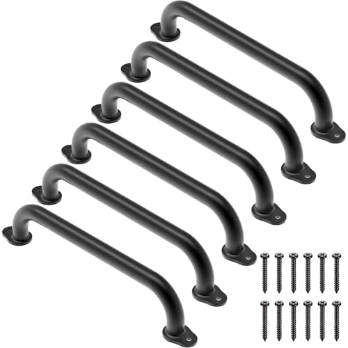 Dolibest Grab Rail Bar 43cm Kids Metal Handrail Staircase Hand Rail 6pcs Disabled Elderly Safety Grab Bar for Indoor Outdoor Playground/Garden/Showers/Bath/Toilet/Bunk Bed Gourd Base/Black