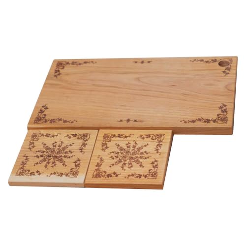 デザインカッティングボード&コースター2個 ゴシック柄 ヤマザクラ