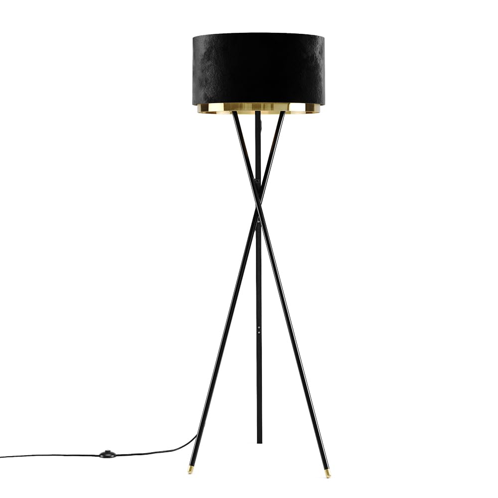 Vicco Stehlampe Goldamo Schwarz | mit E27-Fassung für verschiedene Leuchtmittel geeignet