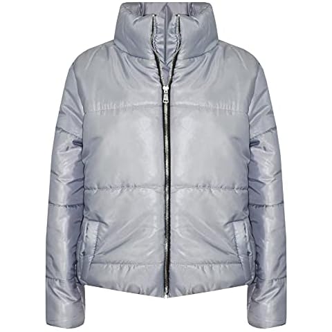 A2Z 4 Kids Girls Silver Grey Cropped Puffer Jacket Cover