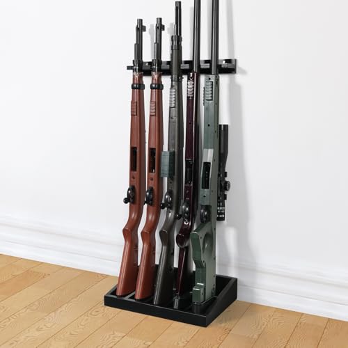 ikkle Gun Rack for Wall, Rifle Racks, Heavy Duty Indoor Gun Rack, Wooden Wall Mount Rifle Storage Gun Display Holder for Home Office - Holds up to 5 Long Guns