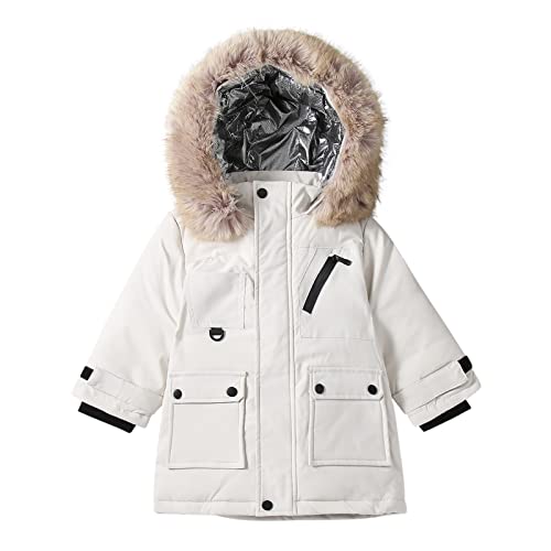 Child Puffer Jacket Little Girls Winter Windproof Fleece Hooded Down Coat Kids Thick Warm Padded Long Outerwear