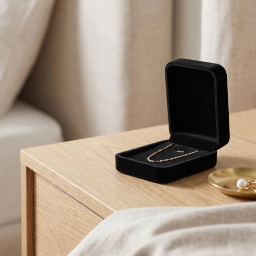 CHUENKUK Lot de 6 boîtes à bijoux - Petite boîte à bijoux - 10 x 7 x 3,5 cm - En velours noir - Boîte à bijoux pour colliers et emballage cadeau – vue 6