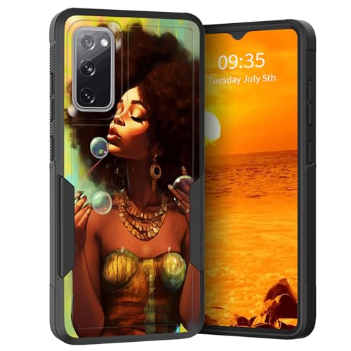 KJFHDJFDH for Galaxy S20 FE 5G 2022 Case,Dual Layer Hybrid Heavy Duty Rugged Shockproof Hard PC +Soft Silicone Protective Case for Samsung Galaxy S20 FE 5G 2022,Africa Fashion Girl