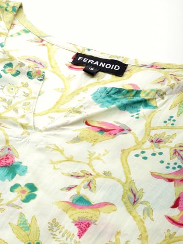 Image of feranoid Designer V-Neck Short Straight Kurti with 3Quarter Sleeves
