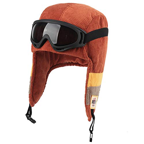 Chapka hiver thermique unisexe casquette oreillette et lunettes de ski de plein air