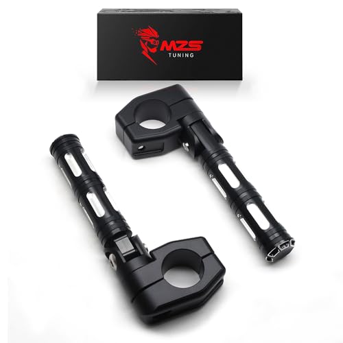 Image of MZS Motorcycle Highway Pegs, 1.25 inch CNC Highway Foot Pegs Adjustable Short Mount Clamps Compatible with Road Glide King Softail Electra Street Glide Sportster Dyna Rebel Shadow for 1 1 /4 Engine Guard