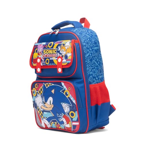 Ruz - Mochila escolar grande Sonic com costas acolchoadas e alças ajustáveis, azul, A28251, Azul, La