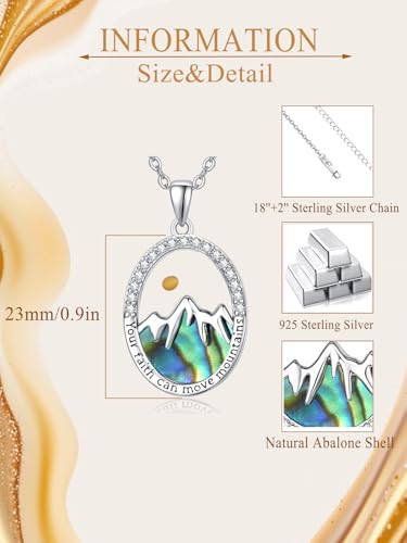 Mustard Seed Mountain Necklace for Women 925 Sterling Silver Your Faith Can Move Mountains Pendant Inspirational Christian Faith Jewelry Gifts 6