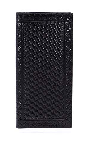 West Star Men Genuine Leather Cowboy Wallet with/Without Basketweave Bifold Wallet2