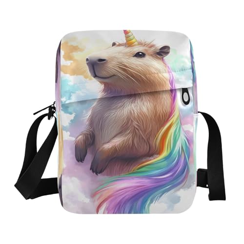 Crossbody Bag Cute Guinea Pigs Unicorn Messenger Bag for Women Men Purse Shoulder Bag Satchel Bag with Adjustable Strap 214B9184