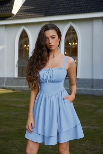 Image of Scarlet Darkness Corset Mini Dress for Women Teens 2026 Summer Ruffle Sundress Graduation Homecoming Dresses