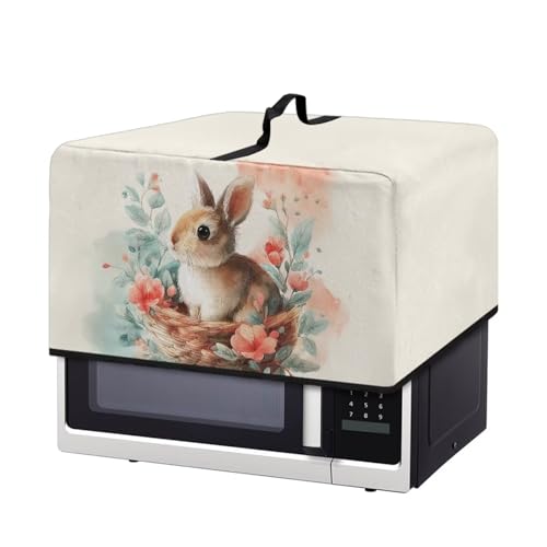 Image of Microwave Oven Dust Cover Air Fryer Toaster Oven Protector, Easter Decorations Small Appliances Cover, L, 20.9 x 15.7 x 12.4 Inches, Rabbit Floral Light Beige
