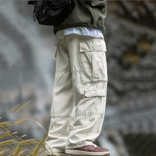 Cargo Pants for Men Baggy Wide Leg Pants Manly Outdoor Hiking Trousers Multic-Pocket Fashion Teen Boys Clothing Loose3