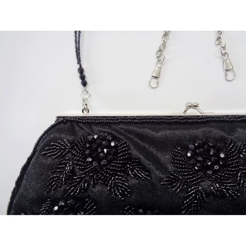 Beaded Purses Flower Embroidered Beaded Clutch Purse for Women Elegant Shoulder Bag with Silver Chain Everyday for Prom 20253