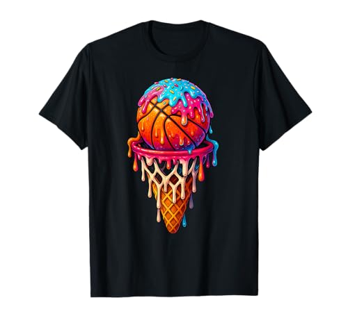 Basketball Ice Cream Drip T-Shirt for Boys and Girls