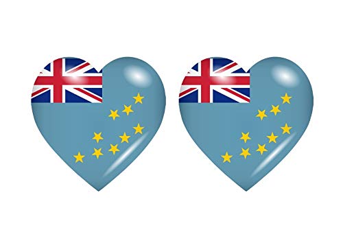 Akachafactory 2X Autocollant Sticker Drapeau Coeur TUV Tuvalu