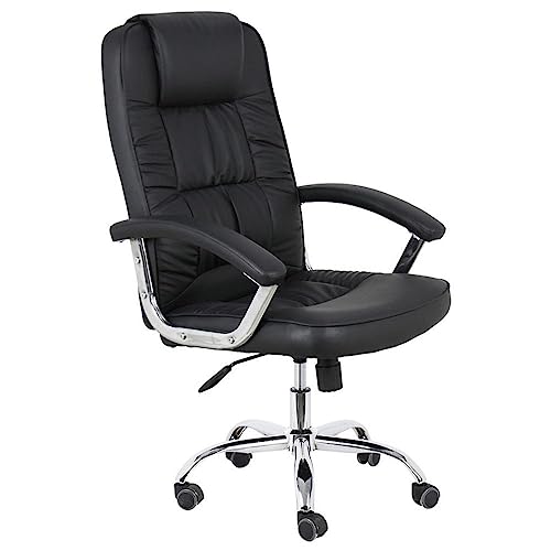 Cadeira de Escritório Presidente Base Cromada com Rodinha Fortt Dijon Preta - CPF08-P