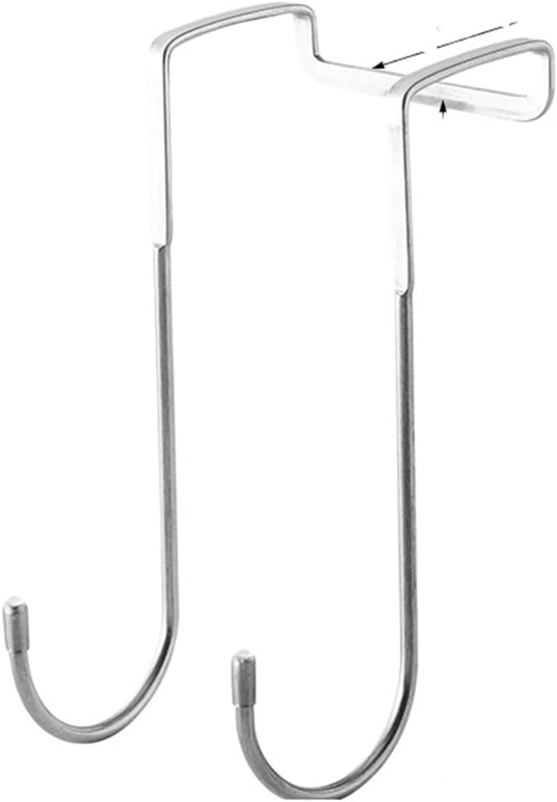 Hook Hook Free Punching Double Hook Kitchen Bathroom Door Back Type Coat Towel Storage Hanger(Silver)