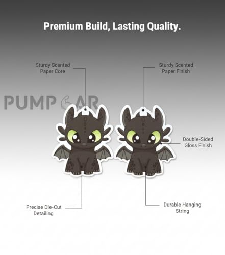 Image of PumpCar 2 pieces toothless double-sided hanging cartoon cherry-scented funny car air freshener Cool hanging for rearview mirror Interior Accessories Gifts