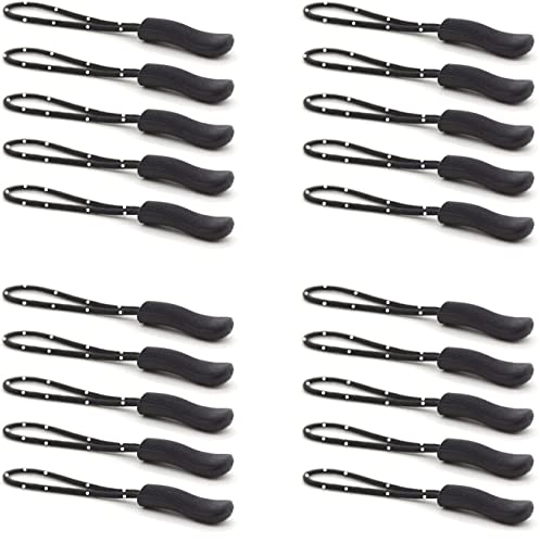 Image of Aqbah Zipper Pull Cord, Zip Puller, Zip Slider Replacement, Zipper Tags for Bag, Backpacks, Jackets, Luggage, Purses, Handbags Pack of 20(Black)