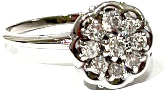 1.50Ct Round Cut Lab Created Diamond Cluster Woman's Flower Engagement Ring, 14K White Gold Plated 925 Sterling Silver