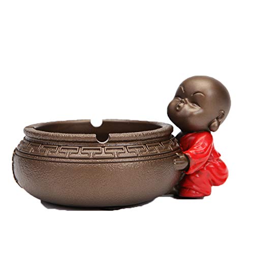 YFJBHDIAN Cenicero de resina de dibujos animados lindo cenicero de moda creativa casa dormitorio decoración de oficina, oro oscuro, hombre rojo Cover