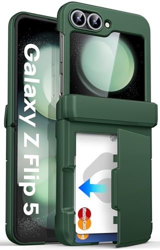 Image of ASAFCASE for Samsung Galaxy Z Flip 5 Wallet Case with Card Holder, Green
