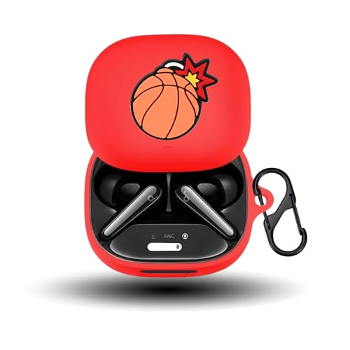 Anker Soundcore Liberty 4 Pro用のケース カバー シリコン素材 可愛い 漫画 軽量 Soundcore Liberty 4 Pro対応 キズ防止 耐衝撃 ワイヤレス イヤホンケース カラビナ付き (レッド 2)