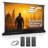 Elite Projector Kestrel Tab-Tension 3 CineGrey 4D, 150 inch 16:9, Standard Throw Ceiling Ambient Light Rejecting (CLR/ALR) Electric Floor-Rising Projector Screen, Programmed Remote Kit, FTE150H3-C4D