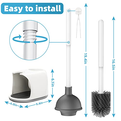 Bthiner Toilet Brush And Plunger Set, 2 In 1 Toilet Bowl Brush Plunger Set With Holder, Bathroom Accessories Combo With Caddy Stand For Cleaning #TOP4