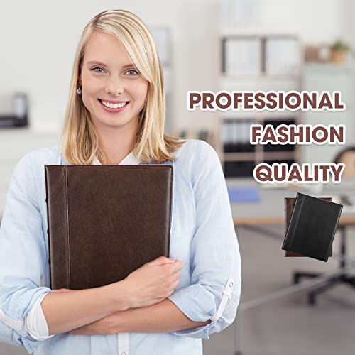 Marspark 2 Pcs Vintage Hardback 3 Ring Binder Professional Leather Binder Organizer Letter Size 8.5 x 11 Documents Round Rings Holds 200 Sheets with 2 Inner Pockets(1 Inch,Brown, Black)