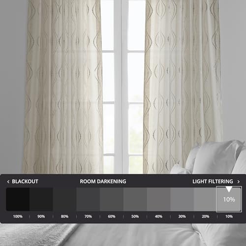 HPD Half Price Drapes Embroidered Linen Sheer Curtains for Living Room 50 X 120 (1 Panel), SHCH-SLWE5294-120, Suez Natural - Image 2