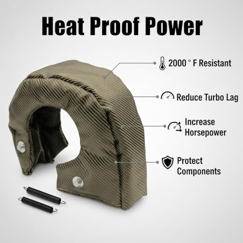 T4 Titanium Turbo Blanket Heat Shield charger Cover Wrap for T4 GT40 GT42 GT45 With Locking Springs,Cover Fiberglass Turbo Charger Cover Heat Shield Barrier Fiber Turbo Blanket Turbocharger