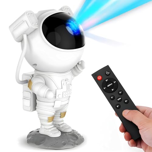 Kidsmate Astronaut Galaxy Projector – 360° Adjustable Nebula Night Light with Remote & Timer for Bedroom, Gaming & Party | Sky Night Lamp with Stunning Star Effects for Home & Kids Room - White