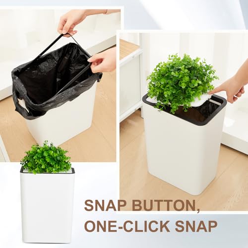 Image of Jingmore Dog Poop Trash Can Outside 3.96 Gal /15 L Plant Styled Dog Waste Trash Can with Lid 50 Waste Bags Outdoor Indoor Poop Container Slim Garbage Bin for Yard Garden Pet (White)