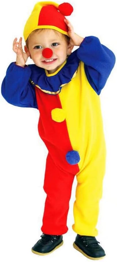 Halloween Child's Clown Costume Kids Baby Jumpsuits Toddlers Dress Up with Clown Nose and Clown Hat