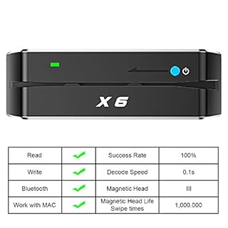 X6 BT Bluetooth Magnetic VIP Card Reader Writer USB 3 Tracks Swipe Encoder [Upgraded Version]