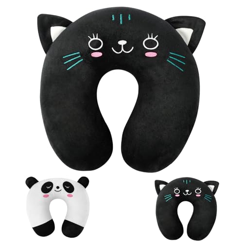 Alaoo Almohada de Viaje para Niños, Portátil Almohada para el Cuello en Forma de U, Animales Lindos Cojin de Viaje Cuello para Silla de Avión,...