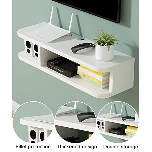 Meuble TV mural bois étagère console multimédia jaune blanc