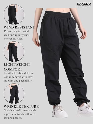 Image of Parachute Pants for Women - Water-Resistant Cargo Pants for Women | Stylish Activewear for Travel, Office, Gym, Trekking & Everyday Comfort | Korean Pants for Woman